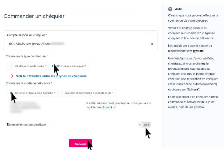 Comment commander un chéquier Boursorama ? 01 banque en ligne