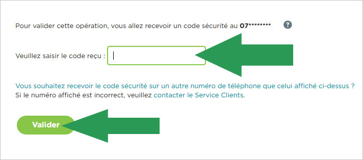 Renseigner le code de sécurité reçu par SMS pour activer votre carte Fortuneo