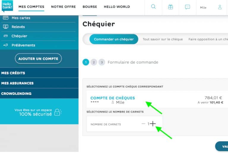 Comment commander un chéquier Hello bank! ? 01 banque en ligne