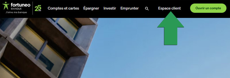Connexion à Fortuneo via le site web sur ordinateur