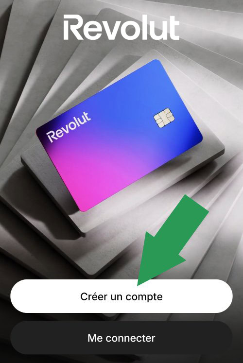 L'écran d'accueil pour créer un compte Revolut