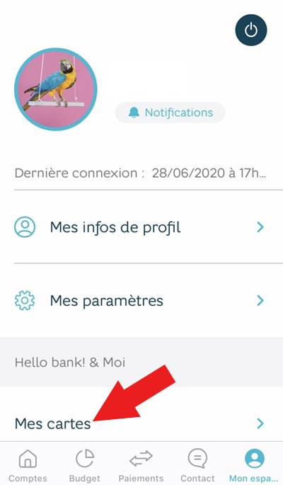 Paramétrer carte hello bank smartphone