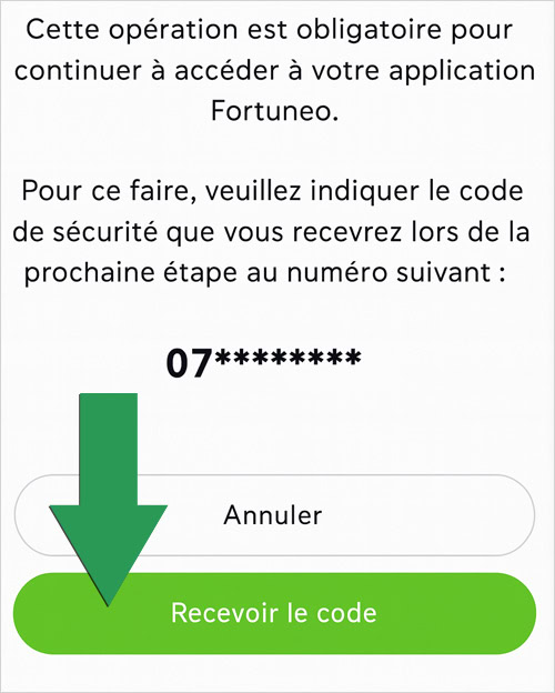 Validation du numéro mobile Fortuneo