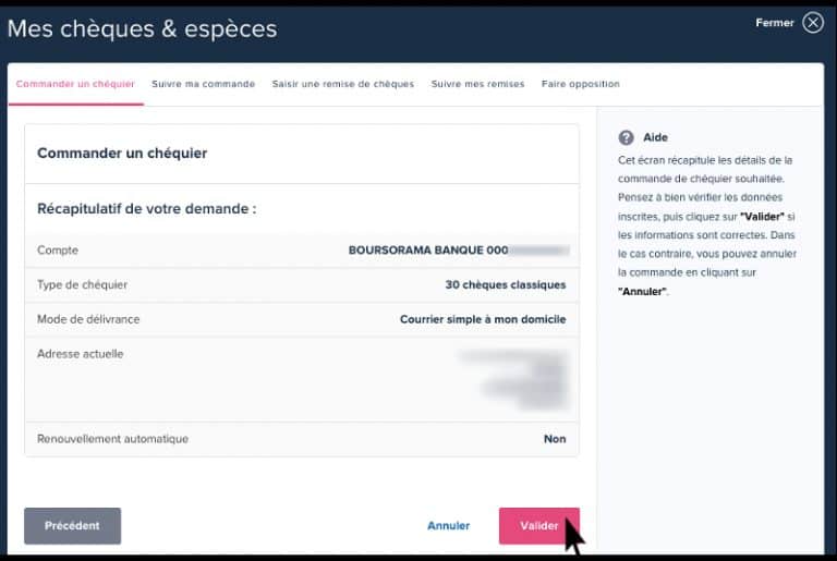 Comment commander un chéquier Boursorama ? 01 banque en ligne