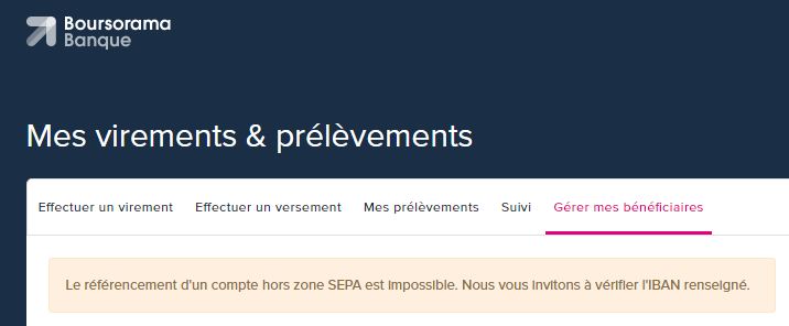 virement hors zone sepa impossible